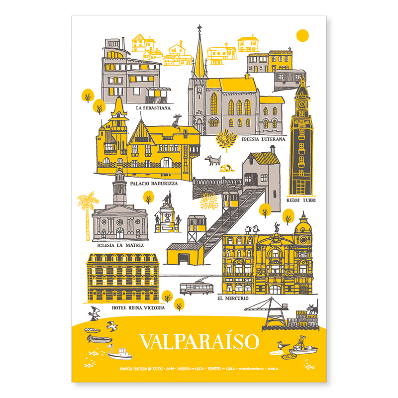 Afiche Valparaíso Patrimonial amarillo
