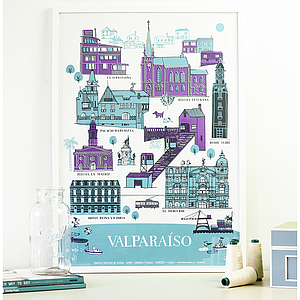 Afiche Valparaíso Patrimonial turquesa